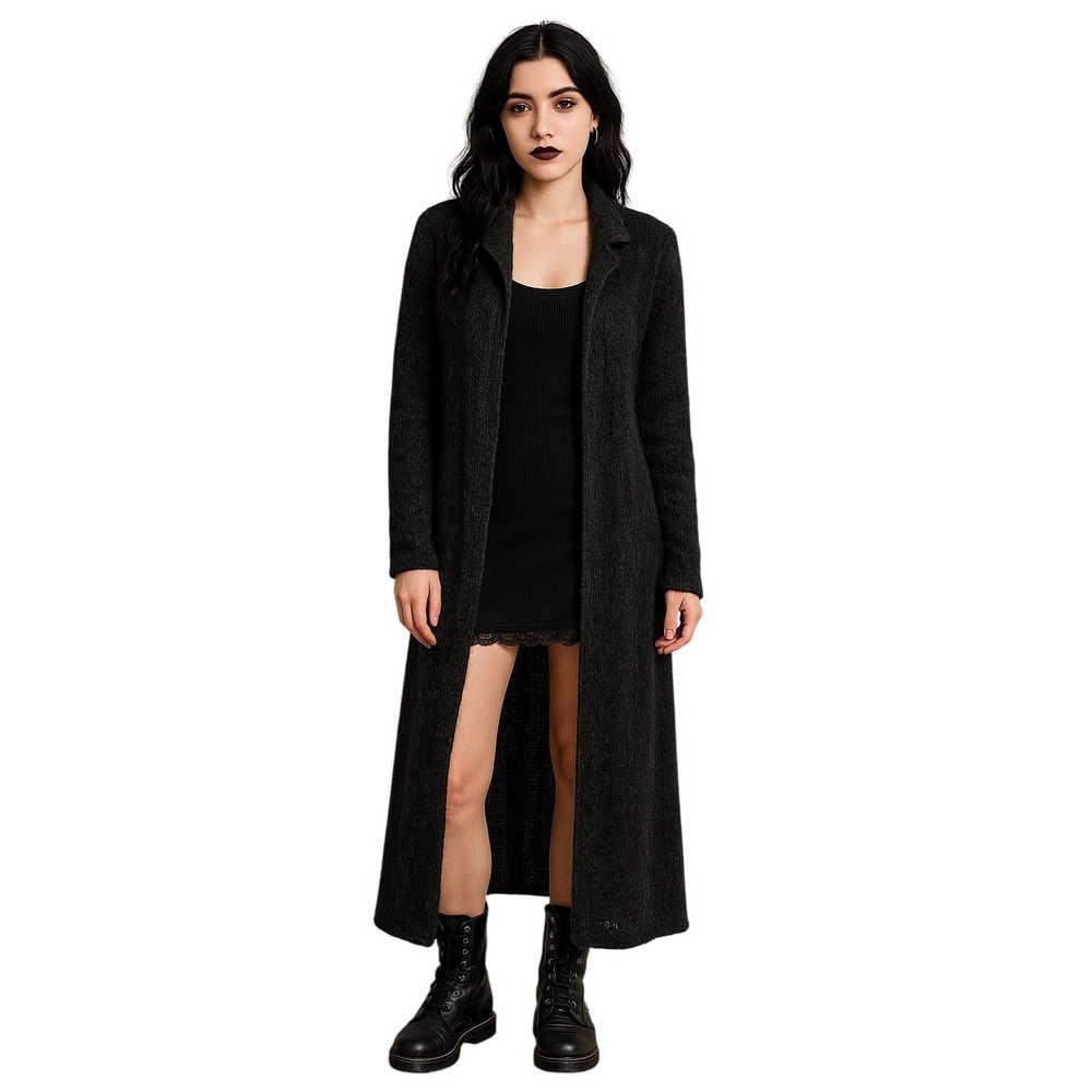 EVOLUTION 90s Knitwear Mohair Blend Longline Duster Cardigan openwear charcoal M